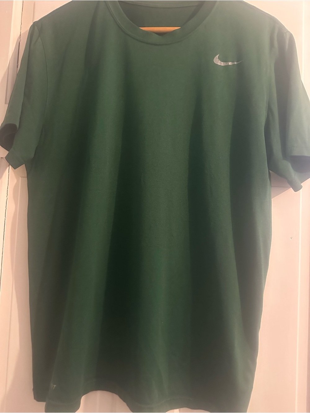 Nike Men’s Dark Green Short-Sleeve Crew Tee with Silver Swoosh